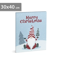 Karácsonyi LED-es hangulatkép fali akasztóval, 2xAA, 30x40cm