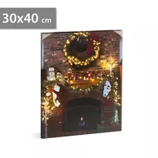 Karácsonyi LED-es hangulatkép fali akasztóval, 2xAA, 30x40cm