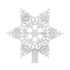 Karácsonyfa csúcsdísz - hópehely alakú, ezüst, 20x20cm 