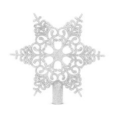 Karácsonyfa csúcsdísz - hópehely alakú, ezüst, 20x20cm 
