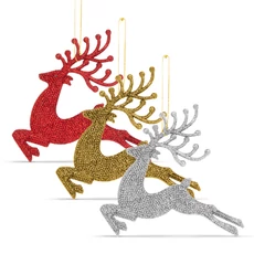 Family karácsonyfadísz, glitteres rénszarvas, 12cm,  4 db/csomag