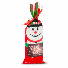 Family karácsonyi italos üveg tartó szalaggal, hóember, poliészter, 32x12,5cm
