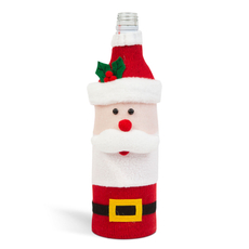 Family karácsonyi italos üveg dekor, 3D mikulás, poliészter, 27x12cm