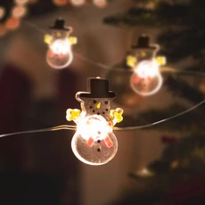 Family LED fényfüzér, hóember, 10 LED, melegfehér, 2xAA, 1,2 m