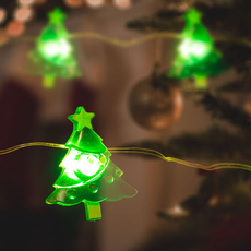 Family LED fényfüzér, karácsonyfa, 10 LED, melegfehér, 2xAA, 1,2m