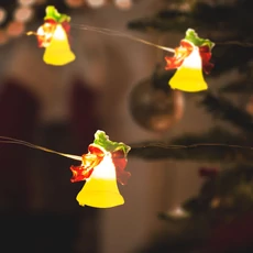 Family LED fényfüzér, csengettyű, 10 LED, melegfehér, 2xAA, 1,2m