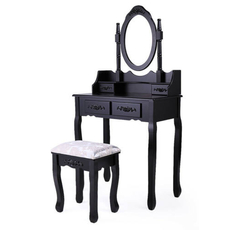Rome tükrös fésülködőasztal székkel, fekete