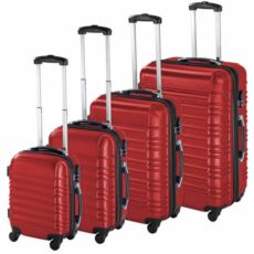4 db-os merev falú bőrönd szett, piros