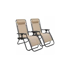 HOP1000830-1 Zéró gravitáció kerti szék ajándék pohártartóval, 2db, bézs