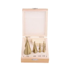 Hoteche lépcsős fúró készlet, spirális, 4 részes