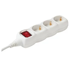 Hálózati elosztó 3-as kapcsolóval, fehér, 1,5m