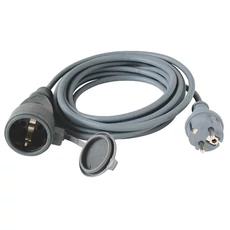 Hálózati hosszabbító, IP44, gumi szigetelésű, fekete, 10m3x1,5mm2