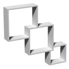 Fali polc modulos összefonódó négyzet, fehér, 3db-os