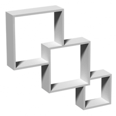 Fali polc modulos összefonódó négyzet, fehér, 3db-os