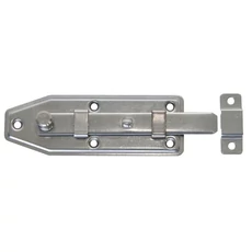 Tolózár ütközővel, E gombos, INOX, 80x30mm