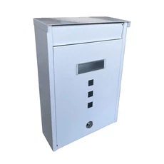 Kültéri, álló, fém, felnyíló postaláda névtartóval &quot;Orion&quot;, fehér, 22x32cm