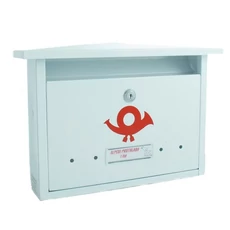 Kültéri, fekvő, fém postaláda névtartóval"Alpesi 1", fehér, 35x24cm