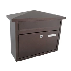 Kültéri, fekvő, lenyíló, postaláda névtartóval, "Apollo", barna, 40x32cm