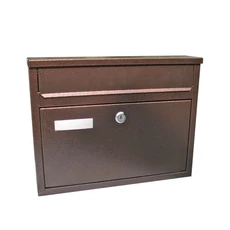 Kültéri, fekvő, lenyíló postaláda névtartóval"Varia", barna, 35x28cm