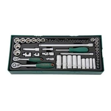 Jonnesway Tálcás dugókulcs készlet 57 darabos 1/4"- 3/8" S04H3157SP