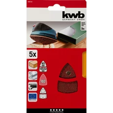 KWB PROFI QUICK-STICK tépőzáras alu.oxid nagy delta csiszolópapír  5 db  G180