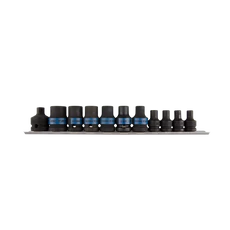 King Tony 3/8"-1/2" gépi torx dugókulcs készlet sínen, 11 részes 