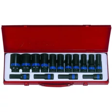 King Tony 15 részes 1/2&quot;-os gépi hosszú dugókulcs készlet 10-32 mm