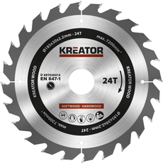 Kreator KRT020414 körfűrészlap 185x30mm, 24 fog + 3db szűkítő gyűrű