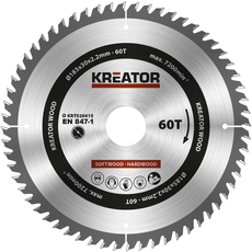Kreator KRT020415 körfűrészlap 185x30mm, 60 fog + 3db szűkítőgyűrű