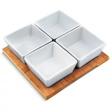Lamart LT9018 BAMBOO tál készlet tálcával, 19x19cm, 5 részes