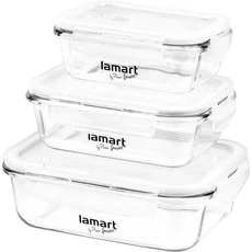 Lamart LT6011 AIR ételtároló szett szilikon tömítéssel, üveg, 370-1040ml, 3 részes