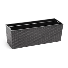 Lamela Begonia rattan balkonláda, 19x56x19,5cm, grafitszürke