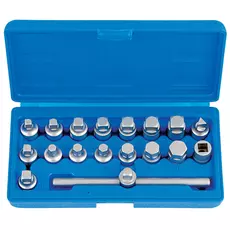 Licota Tools olajleeresztő dugókulcs készlet, 3-4-6 lapos fejjel, 3/8&quot;, 18 darabos