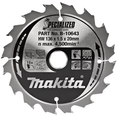 Makita Specialized körfűrészlap fához akkus körfűrészhez, 136x20mm, Z16