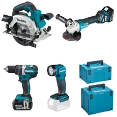 Makita DLX4154 akkus gépszett, 18V, kofferban (4 gép, 2db 5Ah akkuval és töltővel)