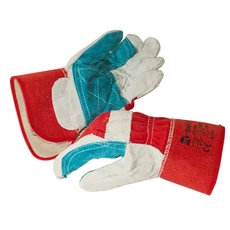 MK-Tools munkakesztyű, marhabőr-szövet, XXL, piros-kék