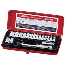 Genius Tools dugókulcs készlet, 6- és 8-szögű, 3-14mm, 1/4", 18db