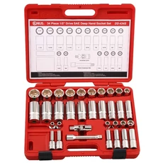 Genius Tools légkulcsfej készlet, hosszú és normál, Hex, 1/2&quot;, 34db