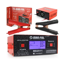 Mar-Pol akkumulátor töltő, egyenirányító, mikroprocesszoros, LCD 6/12V, 24A
