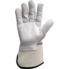 Borjúbőr-vászon erős védőkesztyű, fehér, 10