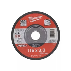 Milwaukee Pro+ vágókorong fémhez, egyenes SC41/115x3x22.2mm