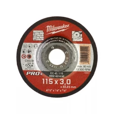 Milwaukee Pro+ vágókorong kőhöz, hajlított CC42 115x3x22.2mm