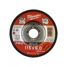 Milwaukee Pro+ csiszolókorong fémhez, hajlított SG27 115x6x 22.2mm