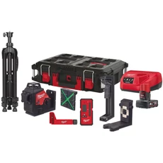 Milwaukee M12 3PLKIT-401P akkus 360° 3 síkú lézer, zöld, 1x4.0Ah akkuval és töltővel