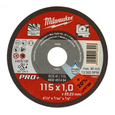 Milwaukee PRO+ vágókorong fémhez, egyenes, 115x1.0mm