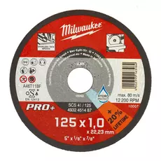 Milwaukee PRO+ vágókorong fémhez, egyenes, 125x1.0mm, 200db