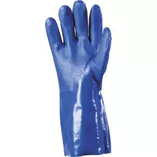 Pamutra mártott kék PVC munkavédelmi kesztyű, 10