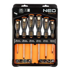 Neo Tools csavarhúzó készlet gumírozott nyéllel, 6 részes