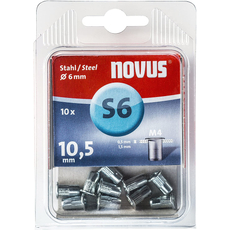 Novus acél popszegecs-anya, M4, S6x10.5mm, 0.5-1.5, 10db