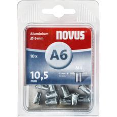 Novus alumínium popszegecs-anya, M4, A6x10.5mm, 0.5-1.5, 10db
